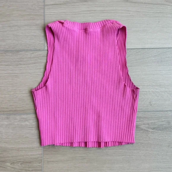 Cotton Citizen Ribbed Cropped Tank Top Bubblegum Pink XS - Picture 5 of 6